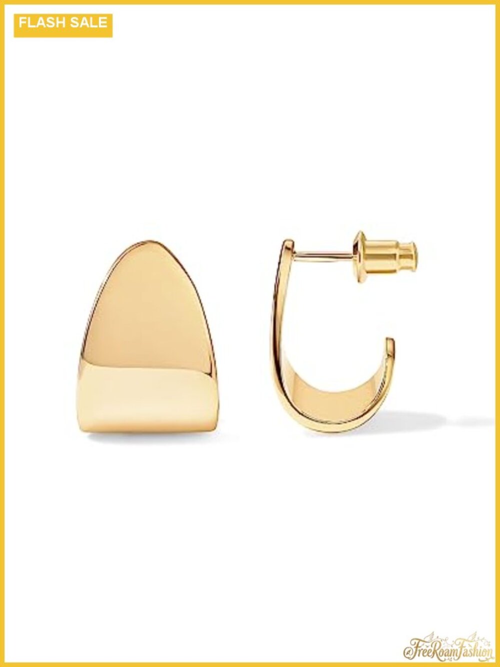 14K Gold Plated Chunky Dome Huggie Hoop Earrings for Women - Hypoallergenic